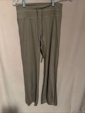 High-Waist Drawstring Flare Pants - Olive